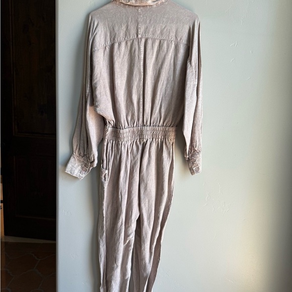 YFB Louie Long Sleeve Linen Jumpsuit in Blush Pink - Picture 6 of 6